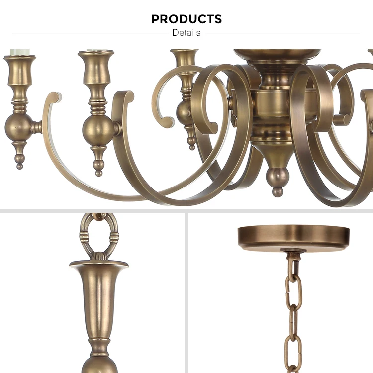 elegant brass arm chandelier pendant