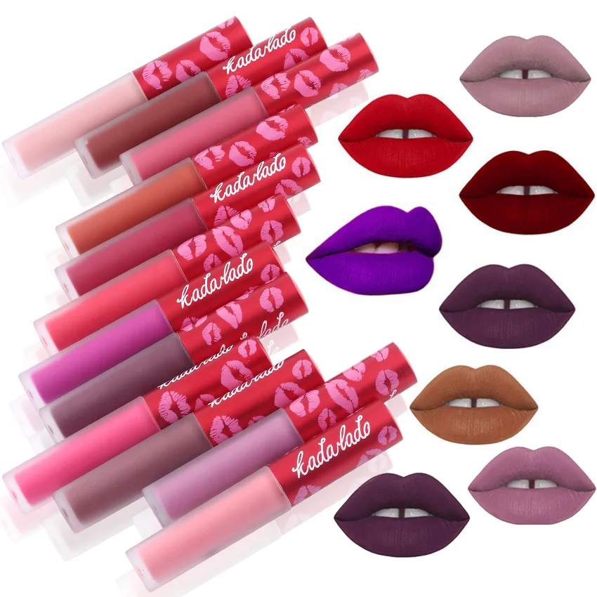 

18 Colors Lipgloss MatteLip Gloss Velvety Lipstick Liquid Matte Waterproof Lip Tint lips permanent makeup pigment