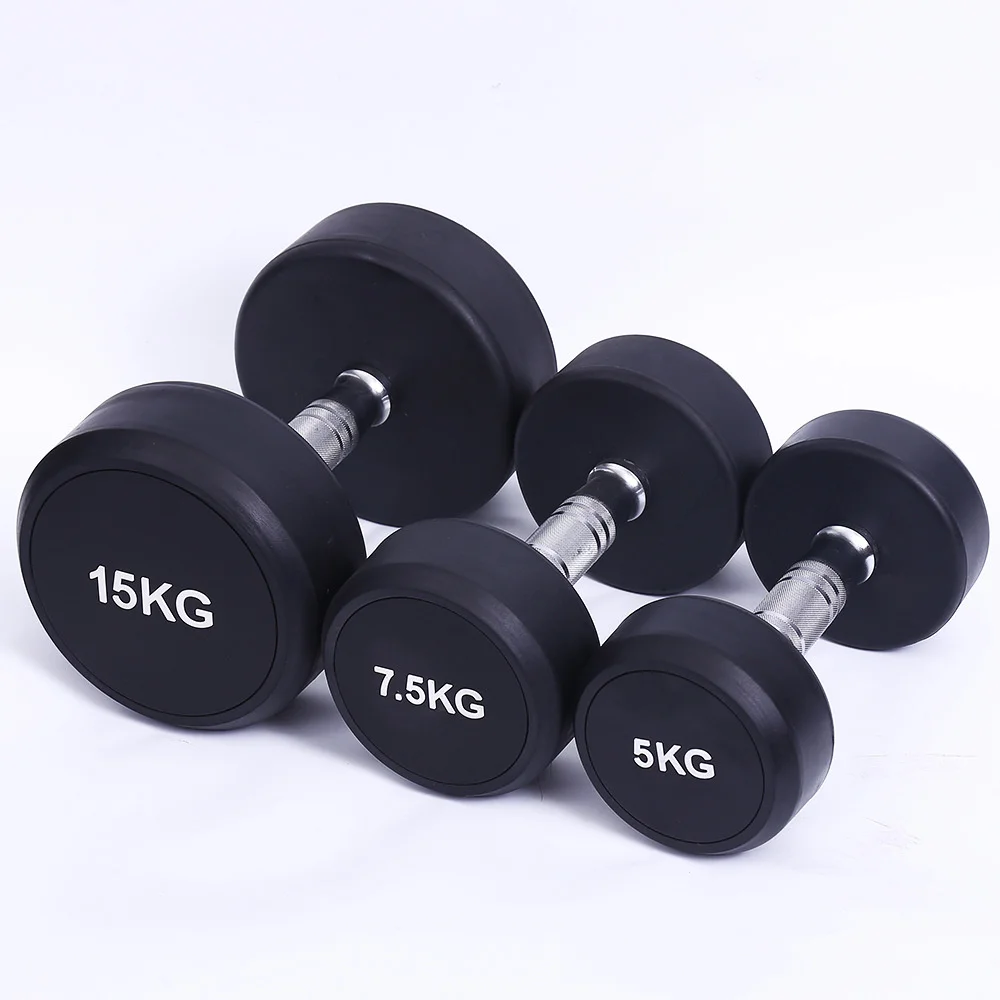 

Factory Supply Weight Lifting 25kg Round Head Dumbbell Rubber, Black