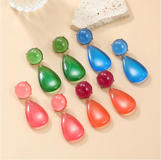 

6 colors New ZA geometry Water Drop Shaped Resin Earrings charms for Women Holiday Party Jewelry Gifts