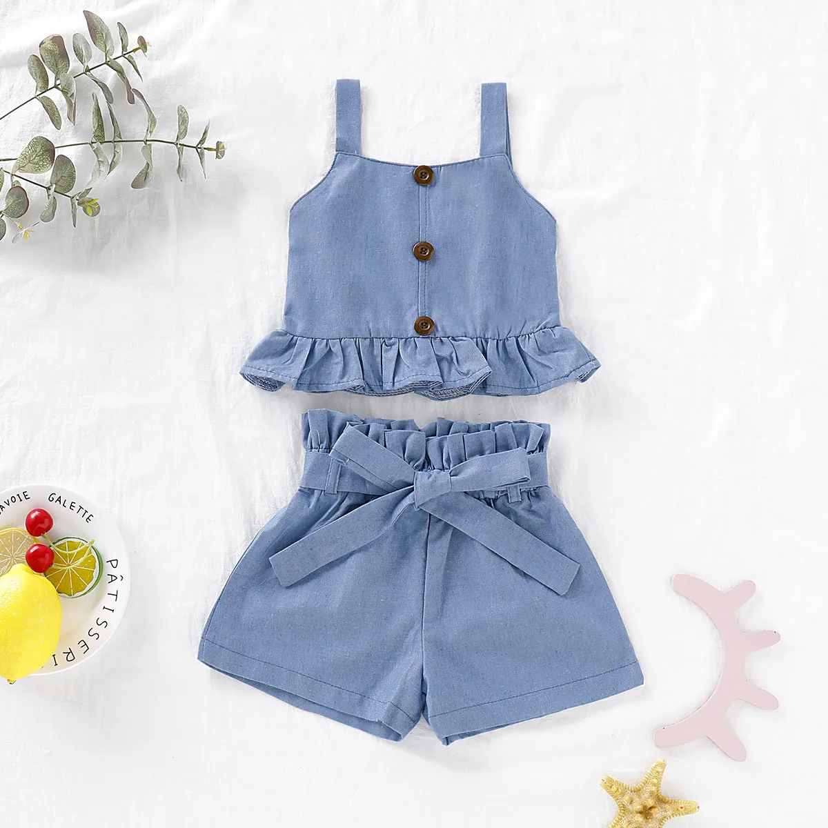 

CSY TZ72 Children's Wear Summer Sling Top + Denim Shorts Set Girls Suit Clohtes girls' clothing sets summer