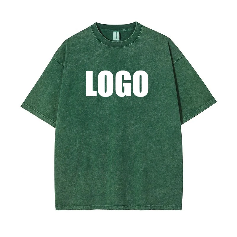 

250GSM Mens Cotton Acid Washed Vintage Oversized t shirts Men Hip Hop Blank Custom LOGO T-Shirts For Men