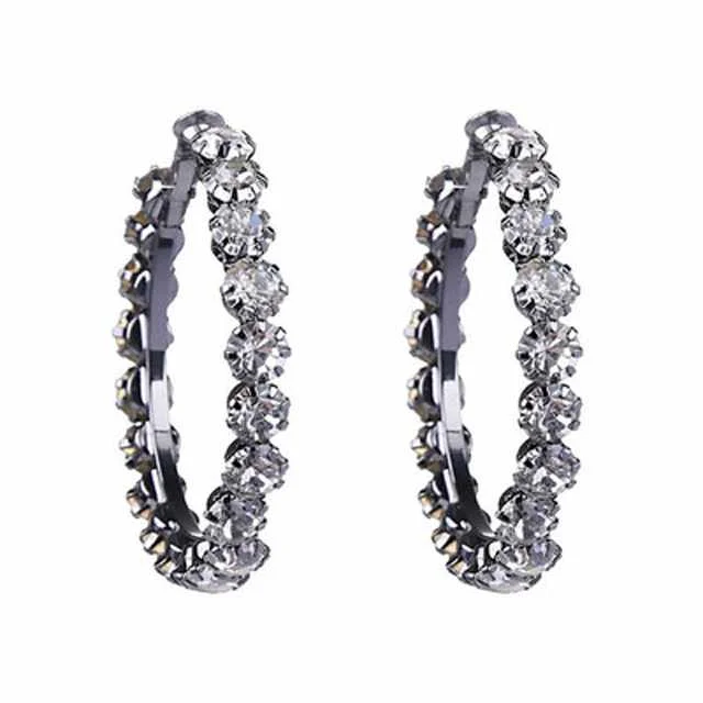 

Fashion Classic Big Luxury Zircon Crystal Hoop Stud Party Earrings for Women