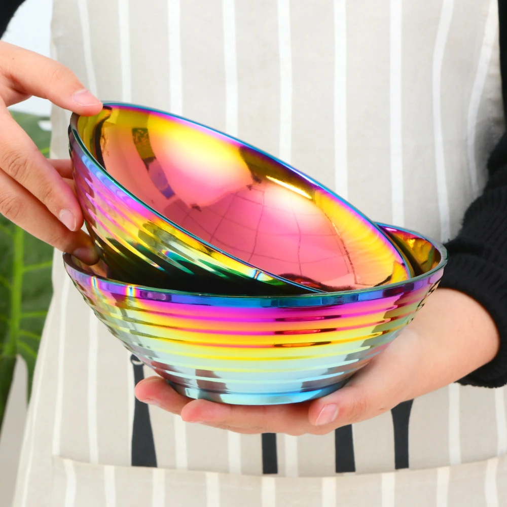 

Wholesale custom 18/8 stainless steel Japanese ramen noodle bowl double wall salads bowl, Ilver/gold/rose gold/rainbow no.0/rainbow no.3