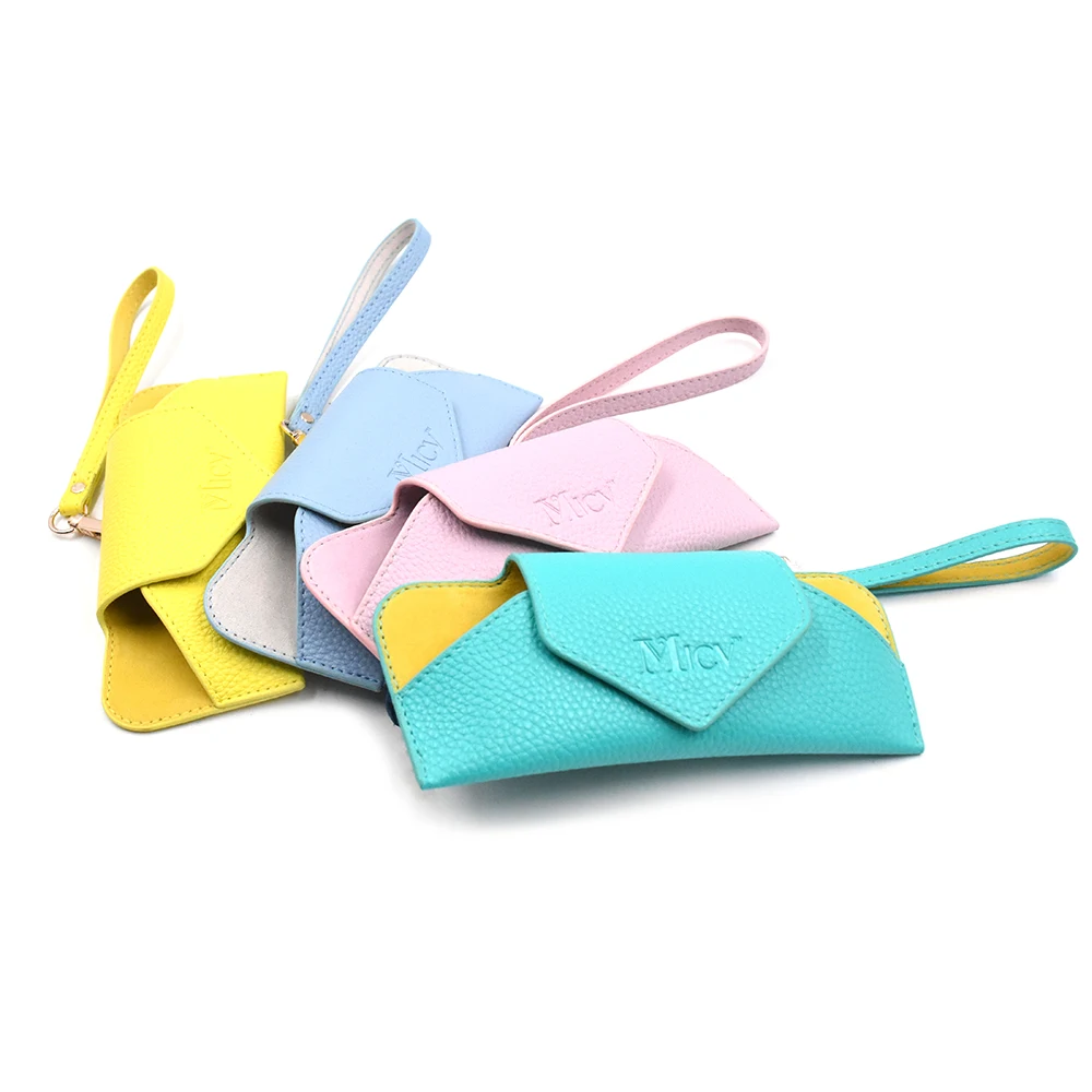 

Wholesale Cute Candy Color Portable Soft PU Leather Protective Sunglass Glasses Eyewear Storage Holder Cases Pouch Box, Pink,yellow,blue,black,brown,etc.