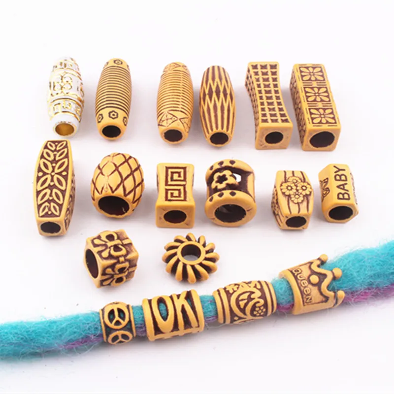 

MYSURE 20pcs wooden look hair beads for braids accessories jumbo braids hair beads crochet hair dreadlocks jewelry beads, Wood looking beads