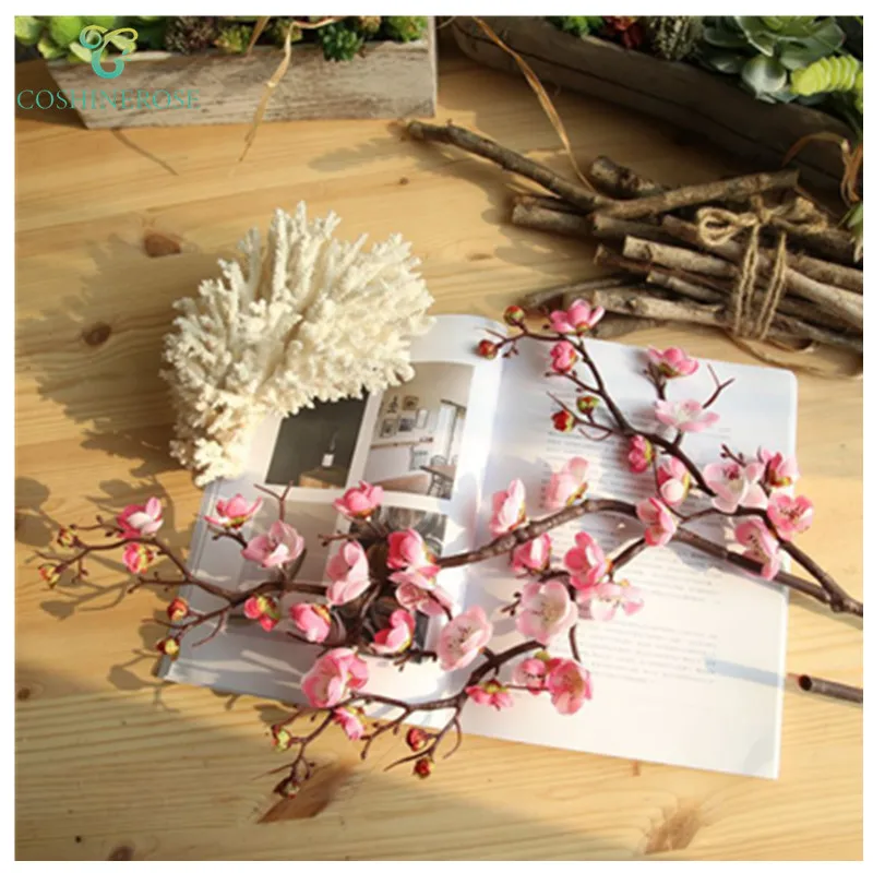 
Chinese Simulation Wholesale Fake Flower Branch Artificial Peach Blossom Decor 