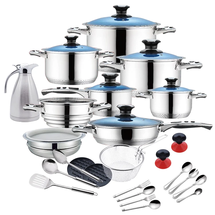 

Kitchen Set Cookware Induction Pots and Pans Stainless Steel, Silver