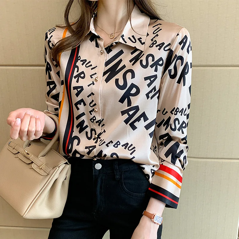 

High quality long sleeve turn-down neck wpmens clothing blouses tops t shirts 2021 for office ladies, Shown