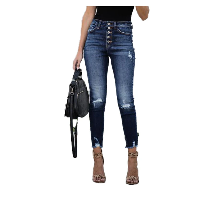 

Clothing Factory Wholesale women jeans Damaged tight super skinny ripped high waist womens denim stretch pants, Customized color/as show