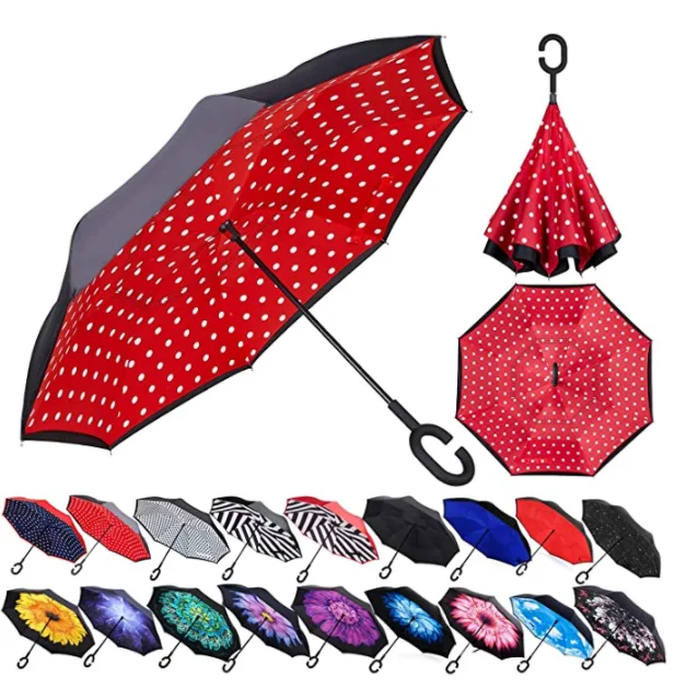 

Auto Open Double Layer Windproof Reversible Car Umbrella with Custom Logo Print