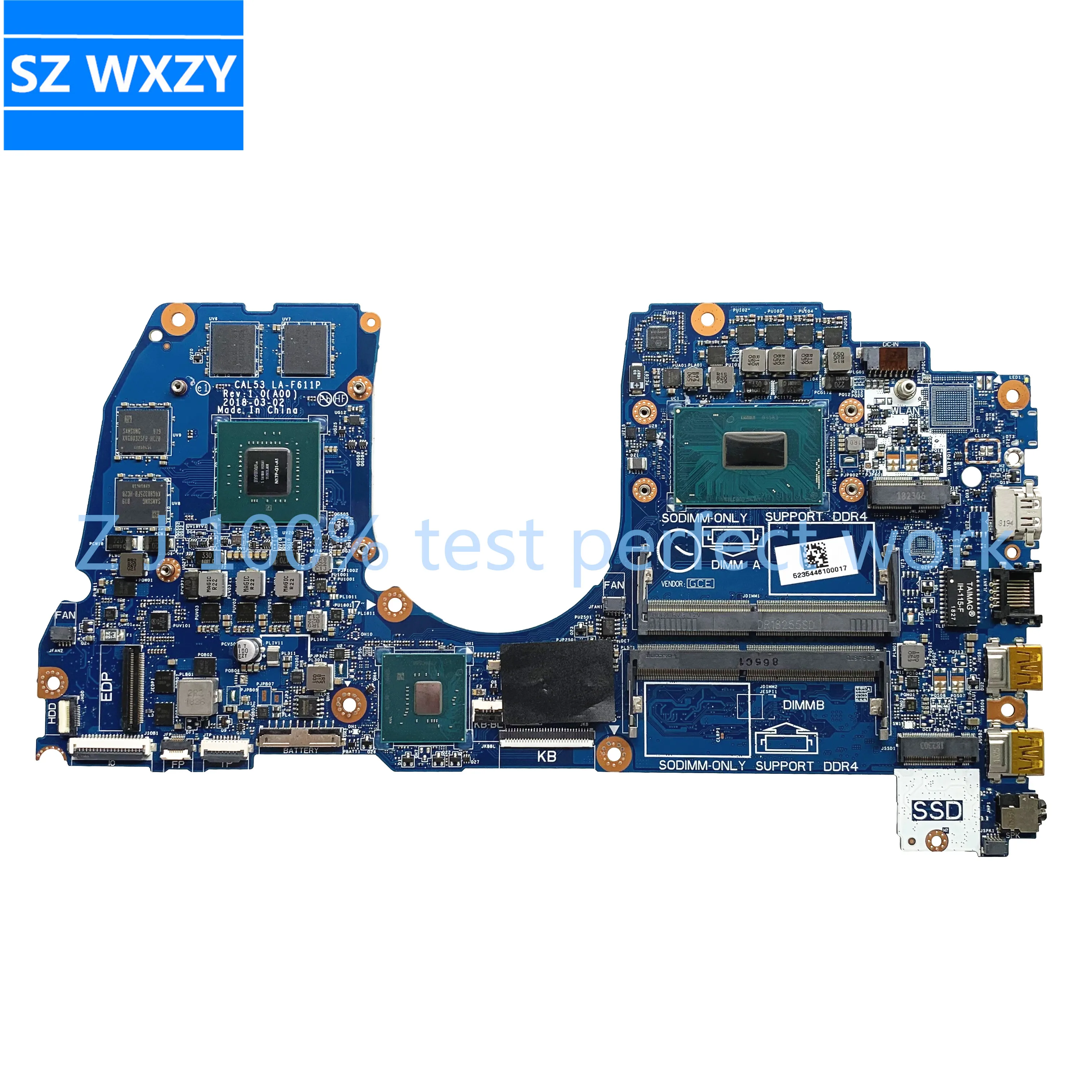 

For DELL G3 3579 Laptop Motherboard With I7-8750H CPU GTX 1050TI GPU CN-0M5H57 CAL53 LA-F611P DDR4 100% Tested Fast Ship