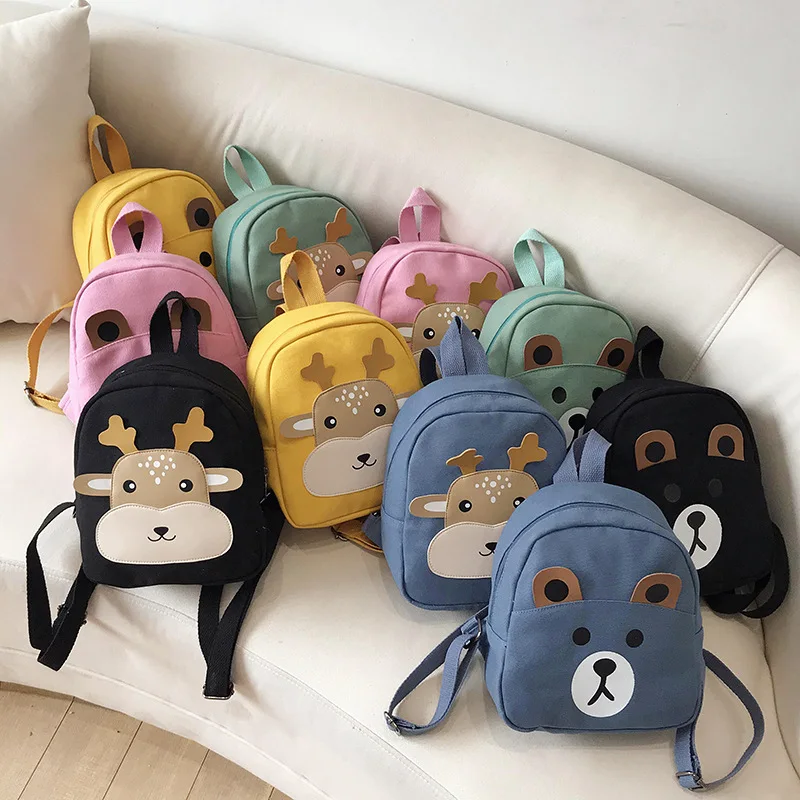 

Cartoon animal backpack female Korean version of contrast color fawn Mosaic small backpack cute bear bag Ins schoolbag female, Black/yellow/green/pink/blue/any pantone color available