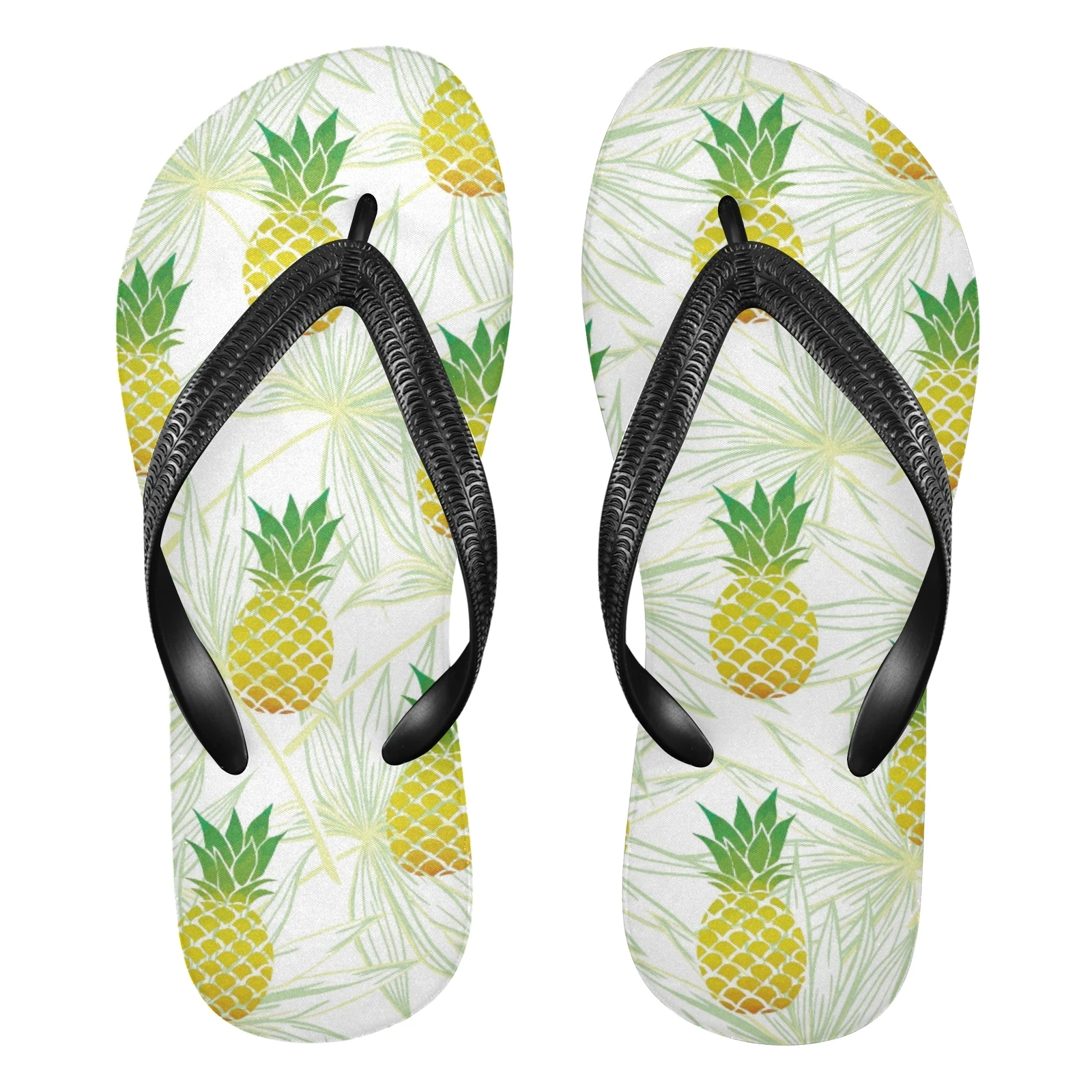 

New Design Custom Printed Fruits Pineapple Thong Women Flip Flops With Logo Women's Sandals