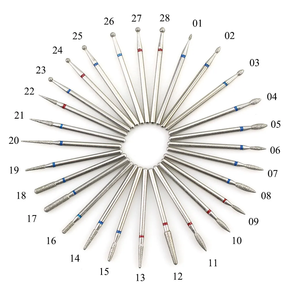 

Misscheering 28Types Diamonds Nail Drill Bits 3/32 Milling Cutter Burr Rotary Nail Files Pedicure Manicure Accessory Tool