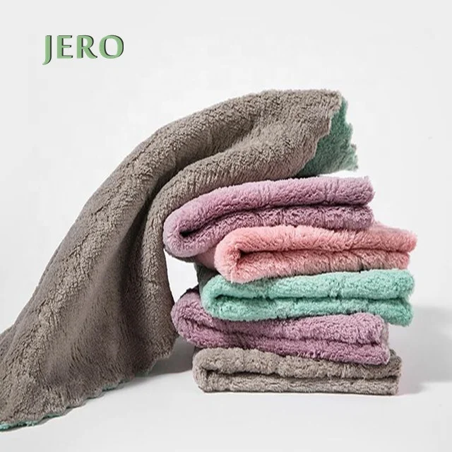 

25*25 cm 10-Pack Double-layer Absorbent Dish Towel Strong Absorption Water and Remove The Oi Microfiber Cleaning Cloth, 6 colors