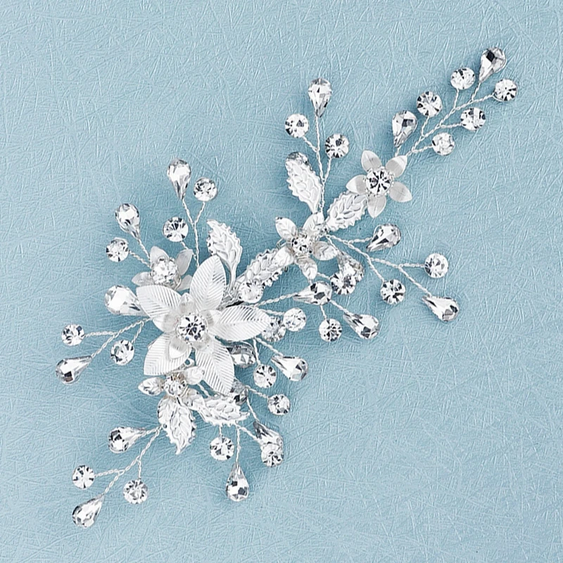 

Hot Sale Fairy Flower Crystal Wedding Hair Clip Pins Accessories Silver Hair Jewelry Headpiece Bridal Hair Clips