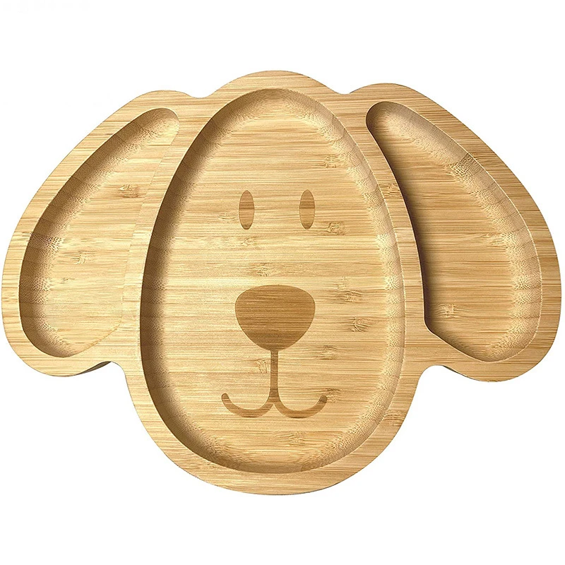 

Bamboo Baby Suction Plates for Toddlers Baby Feeding Plates Wooden Divided Plate Baby Dishes, Nature color