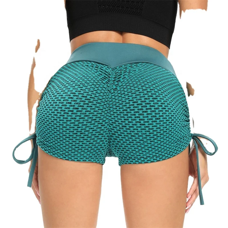 

Fashion Breathable Women Textured Scrunch Butt Push Up Plus Size Yoga Shorts