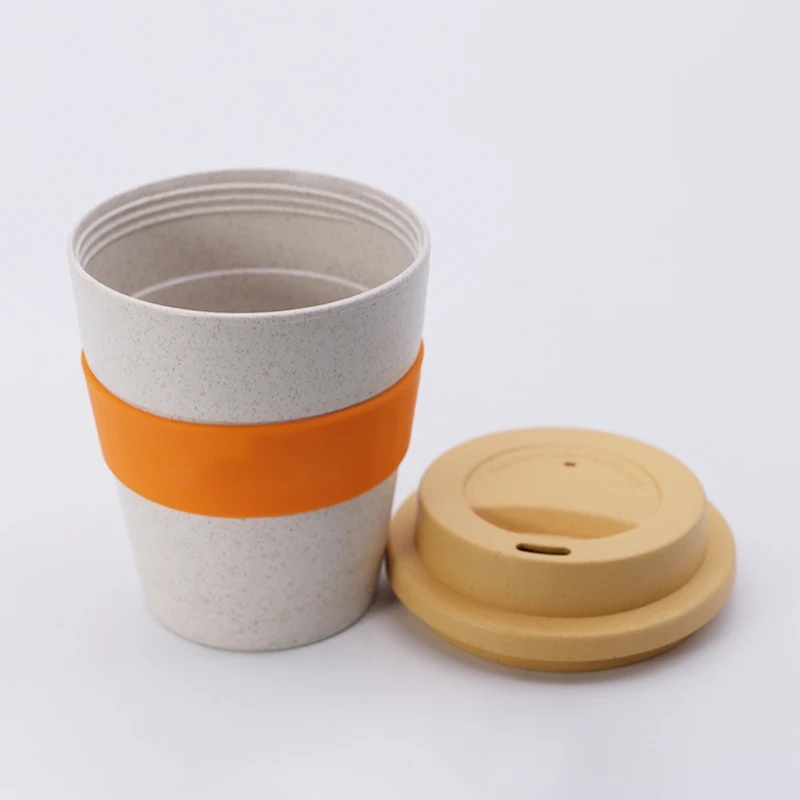

WeVi Reusable Biodegradable 400ml 100% Bamboo Fiber Cups With Silicone Sleeve And Lid, Customized colors acceptable