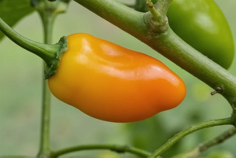 Fresh habanero peppers on wooden table
