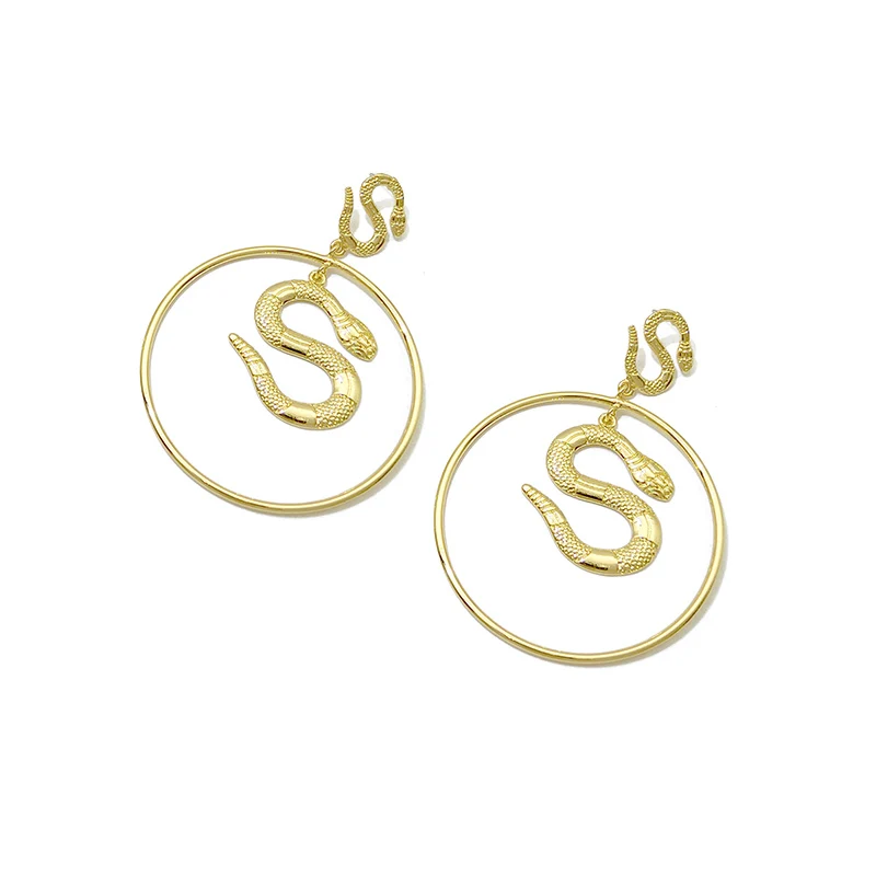 

Charare exaggerated Egypt snake big hoop earrings accessories 2020, Gold (customizable)