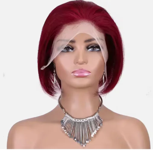 S Hot Beauty 13x4 Lace Front Pixie Cut Wig Wholesale 100% Brazilian Short Wigs Human Hair Bob Wig With Bang for Black Women