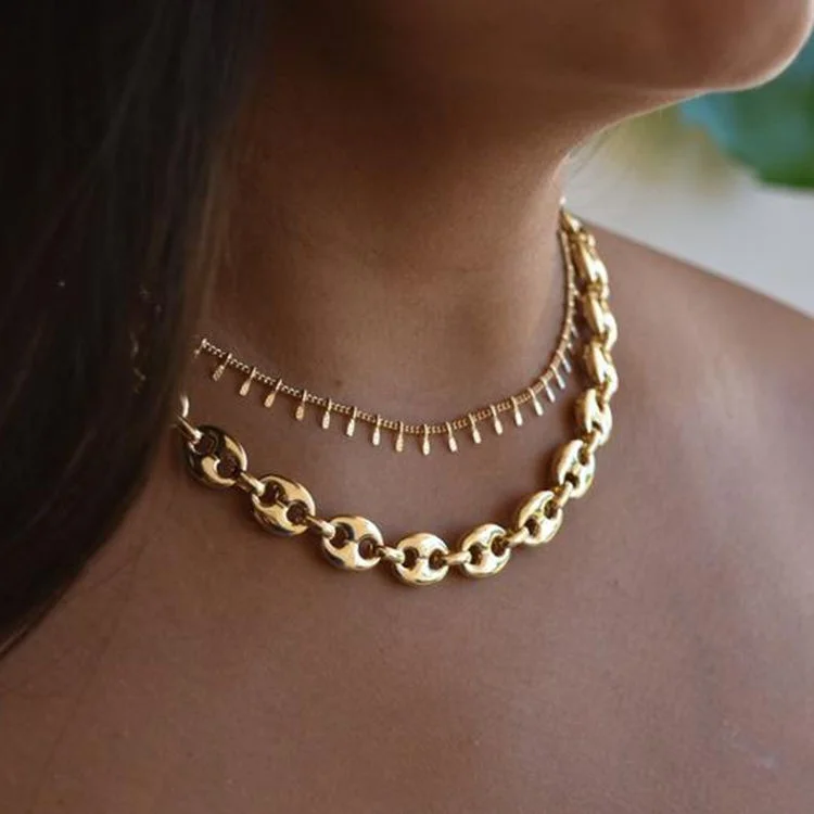 

Supplies For Making Jewelry Minimalist Choker Gold Chain Coffee Beans Woman Chain Necklace, Gold/silver/rose gold