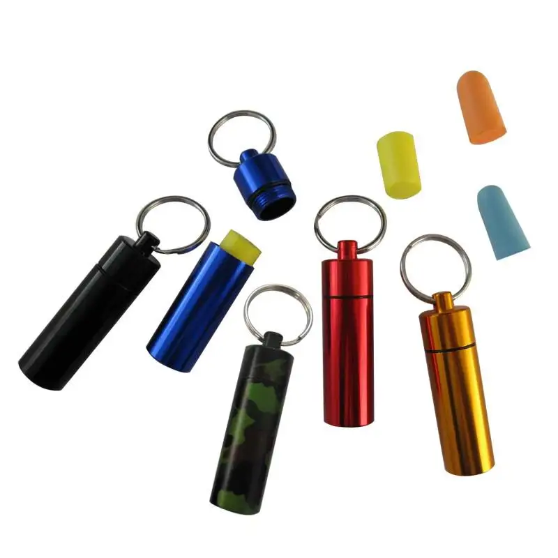 

aluminum alloy anodized colors custom logo laser engrave Camo Water-tight Capsule Pill Holder Keychain Pill Bottle