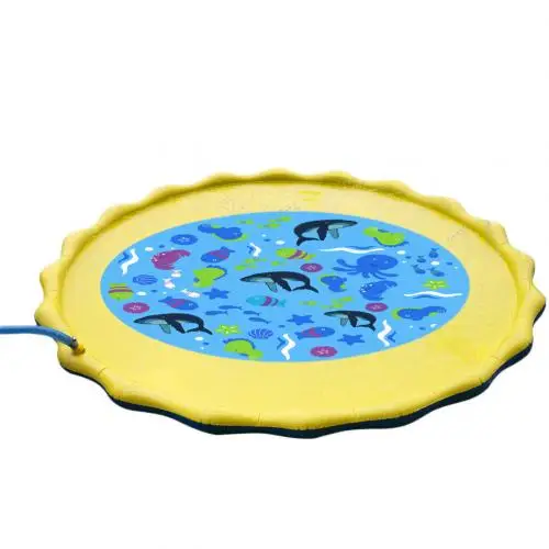 

Summer Outdoor Splash Mat Cartoon Spray Water Play Mat Kids Sprinkle Pad Water Spray Carpet Pad Play Games Water Mat, Yellow