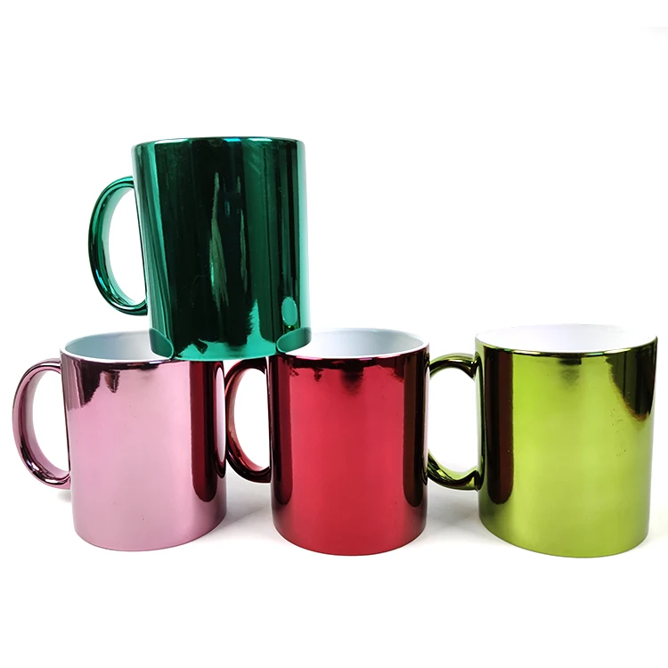 

wholesale 11oz blank magic motto Silver Plating mug for sublimation, White