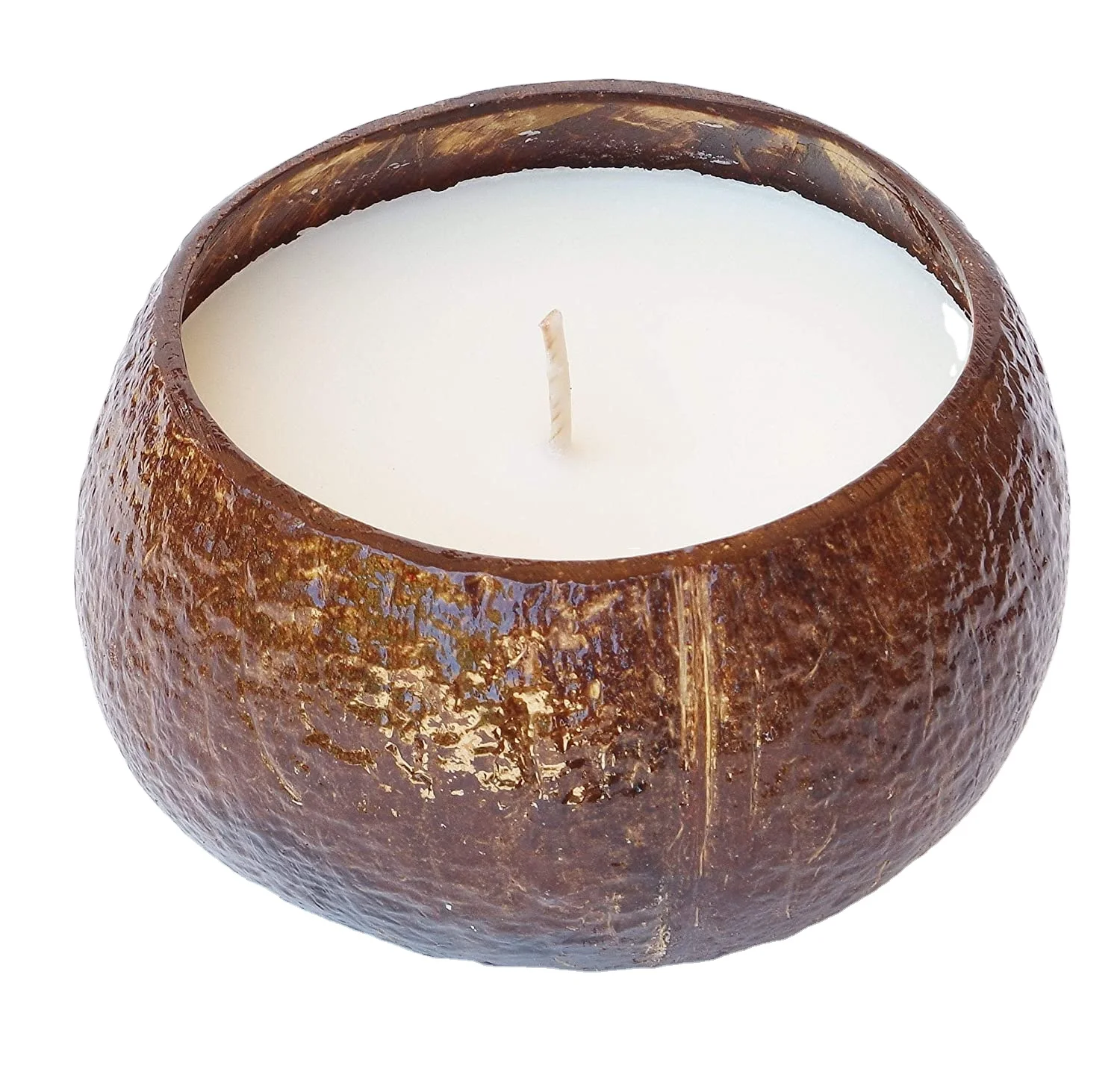 

Coconut Scented Soy Candle in Real Coconut Shell, 16oz, Hand Poured, Reusable cocobowl candle, Natural