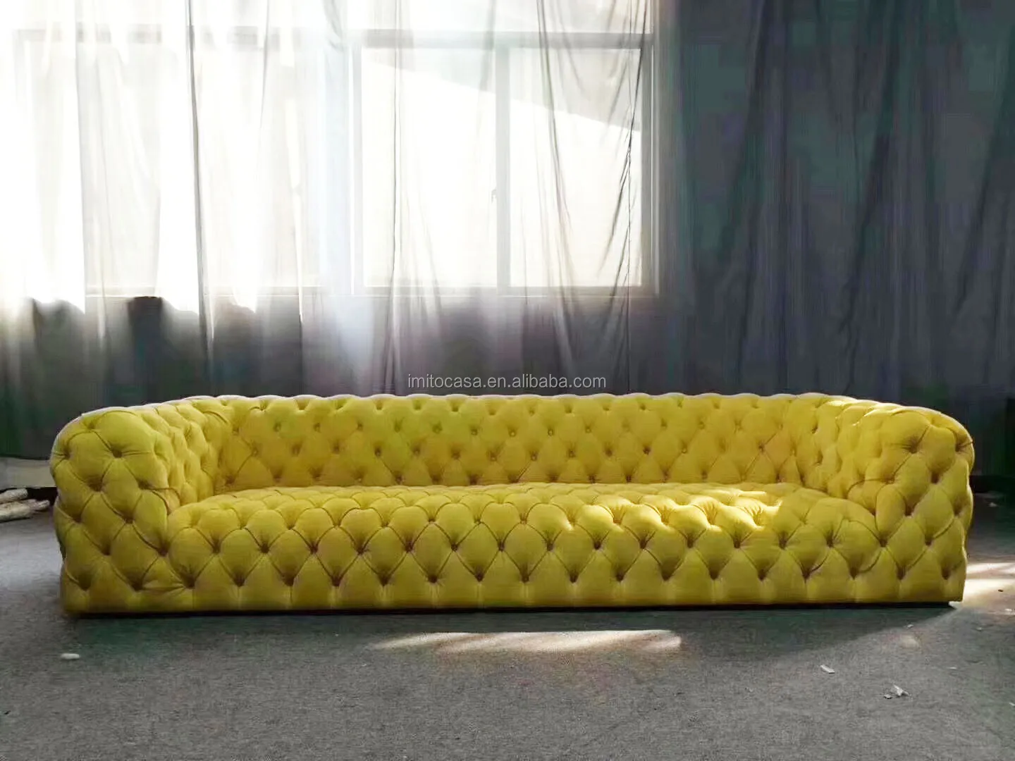 
Italian Luxury Upholstered Furniture Living Room Button Tufted Sofa Set New Desgin Beige Leather/Fabric Chester Moon sofa 