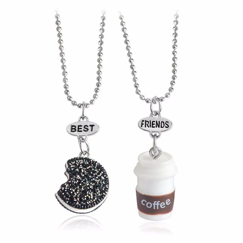 

New Arrival Cute Stereo Coffee Cup Oreo Birthday Gifts Bff Kids Necklace, Silver