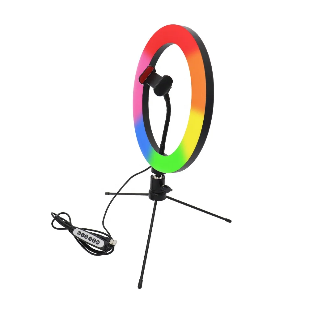 

Led With Stand Makeup Desk Tripod Fill RGB Phone Table 10 Inch Of Portable Circle Holder Beauty Ring Light, Warm white+soft white+natural light