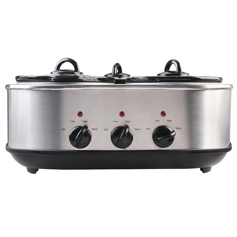 
High quality 3 Pot Triple Ceramic Electric Slow Cookers with 1.5l Capacity 