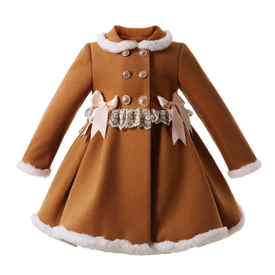 

Wholesale Pettigirl 2021 New Winter Children Kids Winter Clothes Fur Brown Toddler Jacket Coats for Girls Outwear From 2 to 12Y