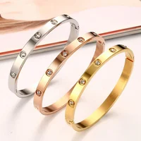 

Fashion best selling design silver/gold/rose gold crystal paved stainless steel bangles for women jewelry gift