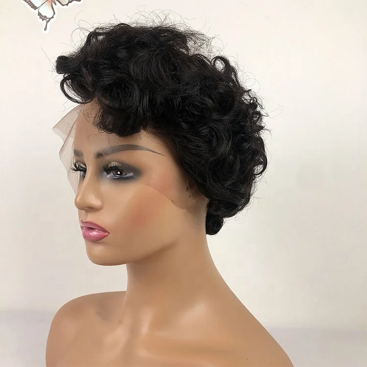 

Highknight Pixie Cut Wig Brazilian Human Hair Bob Pixie Curls Lace Front Pixie Curly Short Wigs Pre Plucked Bleached Knots Wigs