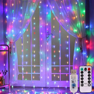 3M 300 LED Window Curtain String Light USB With Remote Fairy Lights Garland