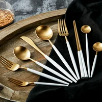 

Hot selling portuguese white gold cutlery for wedding event restaurant