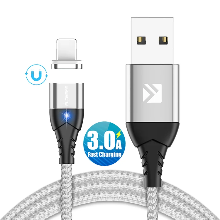 

Free Shipping 1 Sample OK FLOVEME 1m 3A LED USB Type C Cable Nylon Magnetic USB Cable for iPhone Mirco USB Data Cable