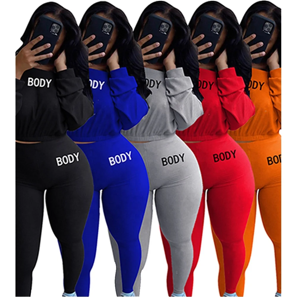 

Embroidery Ribbed Body Two Piece Set Long Sleeve