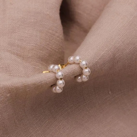 

Mother Day Gifts 2021 Trendy Freshwater Pearl Accessories Earrings Gold Plated Jewelry Real Pearl Hoop Earring Jewelry Sets, Gold,rose gold,black and silver