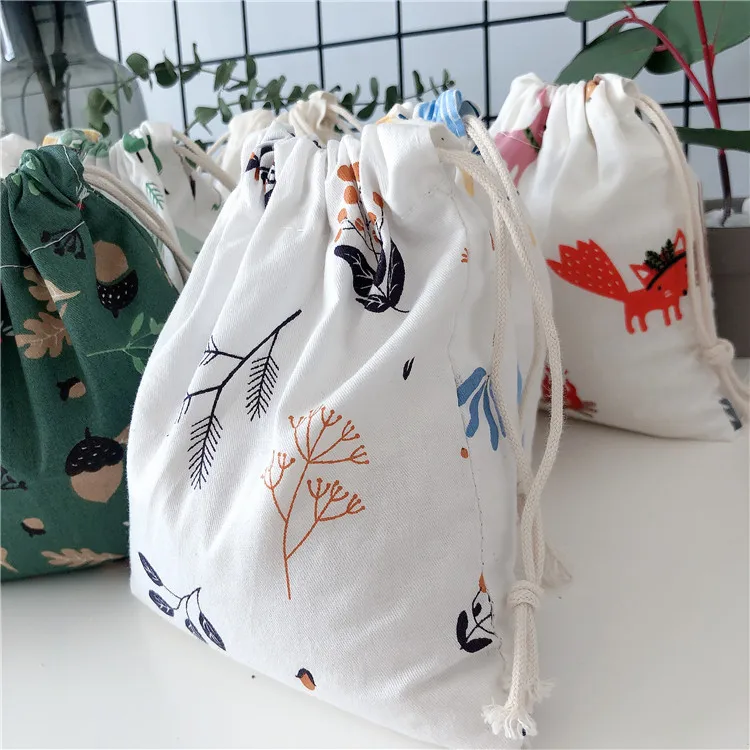 

Small Cotton Drawstring Bag Custom Cotton Colourful Shopping Bags Pure Style Cotton Bag Durable Korean Designer