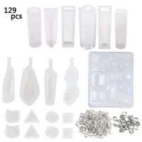 

1 Set 129pcs Silicone Mold Earring Pendant Mold Jewelry Casting DIY Making Accessories Tools Molds Geometric Epoxy Resin