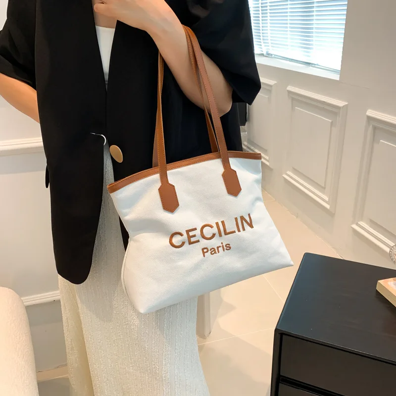 

Canvas Letter Large Bags Women Handbags Ladies 2023 Fashion Casual Large Capacity Shoulder Shopping Bag Tote Bolsos Para Mujeres
