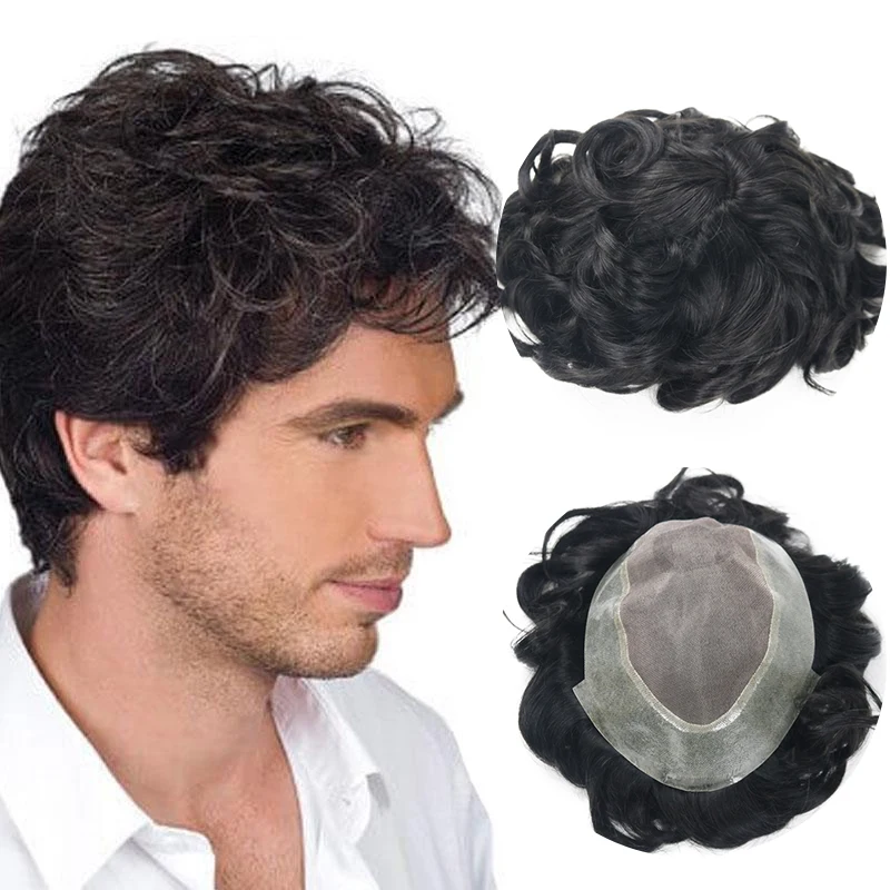 

Human Hair Men Short Topper Hairpiece Toupees for black men