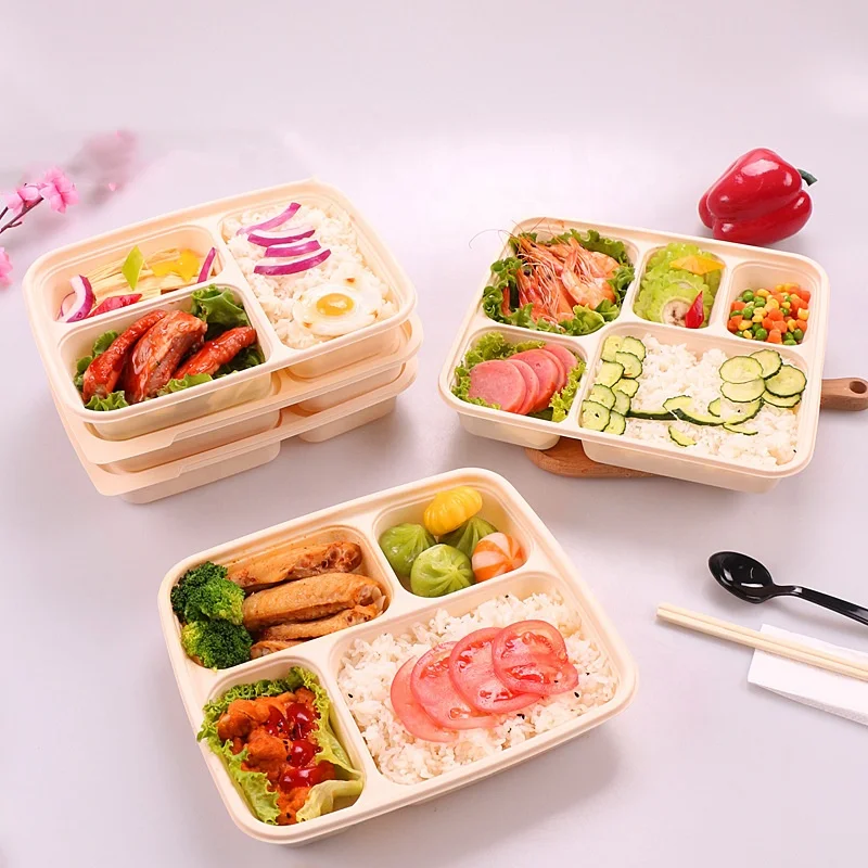 

Bento Lunch Box Leak Proof Disposable Takeaway Food Containers Biodegradable container, White/black/yellow/green