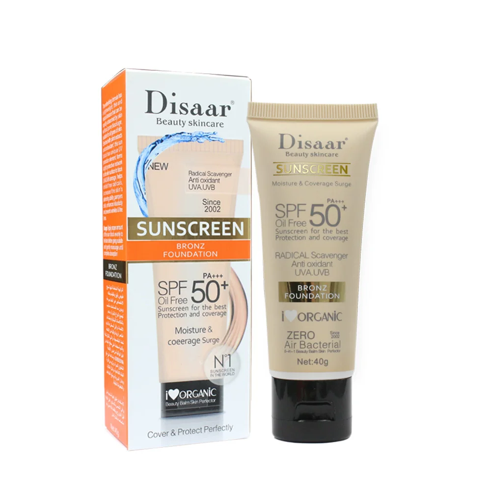 

Disaar SPF 50 Natural Sun Protection Tinted Foundation Moisturizer Organic Sunscreen Cream For All Skin